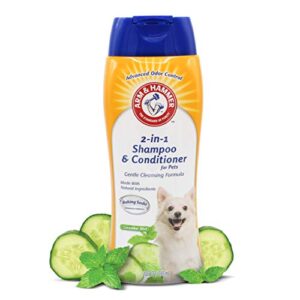 arm & hammer for pets 2-in-1 shampoo & conditioner for dogs | dog shampoo & conditioner in one | cucumber mint, 20 ounce bottle dog shampoo and conditioner for all dogs