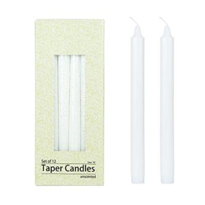 zest candle 12-piece taper candles, 10-inch, white straight