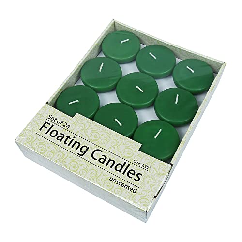 Zest Candle 24-Piece Floating Candles, 2.25-Inch, Hunter Green