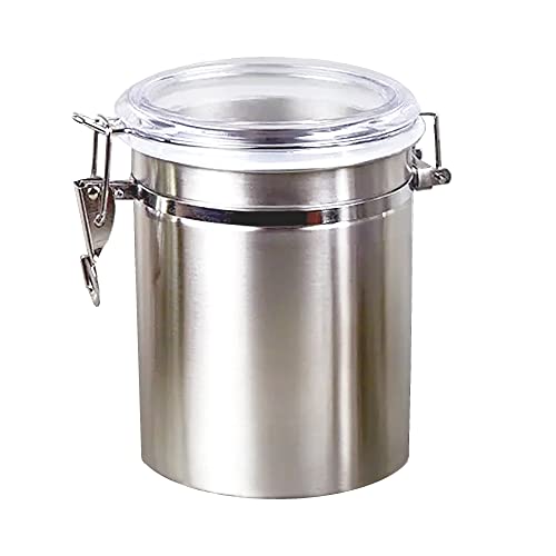 Cuisinox Stainless Steel Canister with Clear Acrylic Locking Lid, Satin - 4.8" x 6.3" (50 oz)