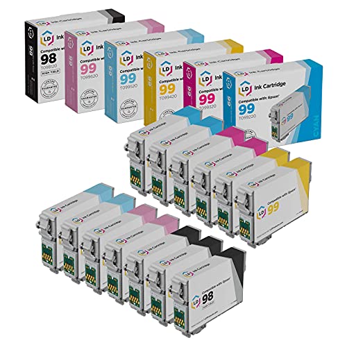 LD Products Remanufactured Ink Cartridge Replacement for Epson 98 & 99 High Yield (3 Black 2 Cyan 2 Magenta 2 Yellow 2 Light Cyan 2 Light Magenta 13-Pack) for Artisan 700, 710, 725, 730, 810, 835, 837