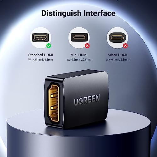 UGREEN HDMI Coupler 2 Pack, 4K@60Hz HDMI Female to Female Adapter HDMI 2.0 Extender for HDMI Cables 3D HDMI Connector Compatible with HDTV Roku TV Stick Chromecast Nintendo Switch Xbox PS5/4 Laptop PC