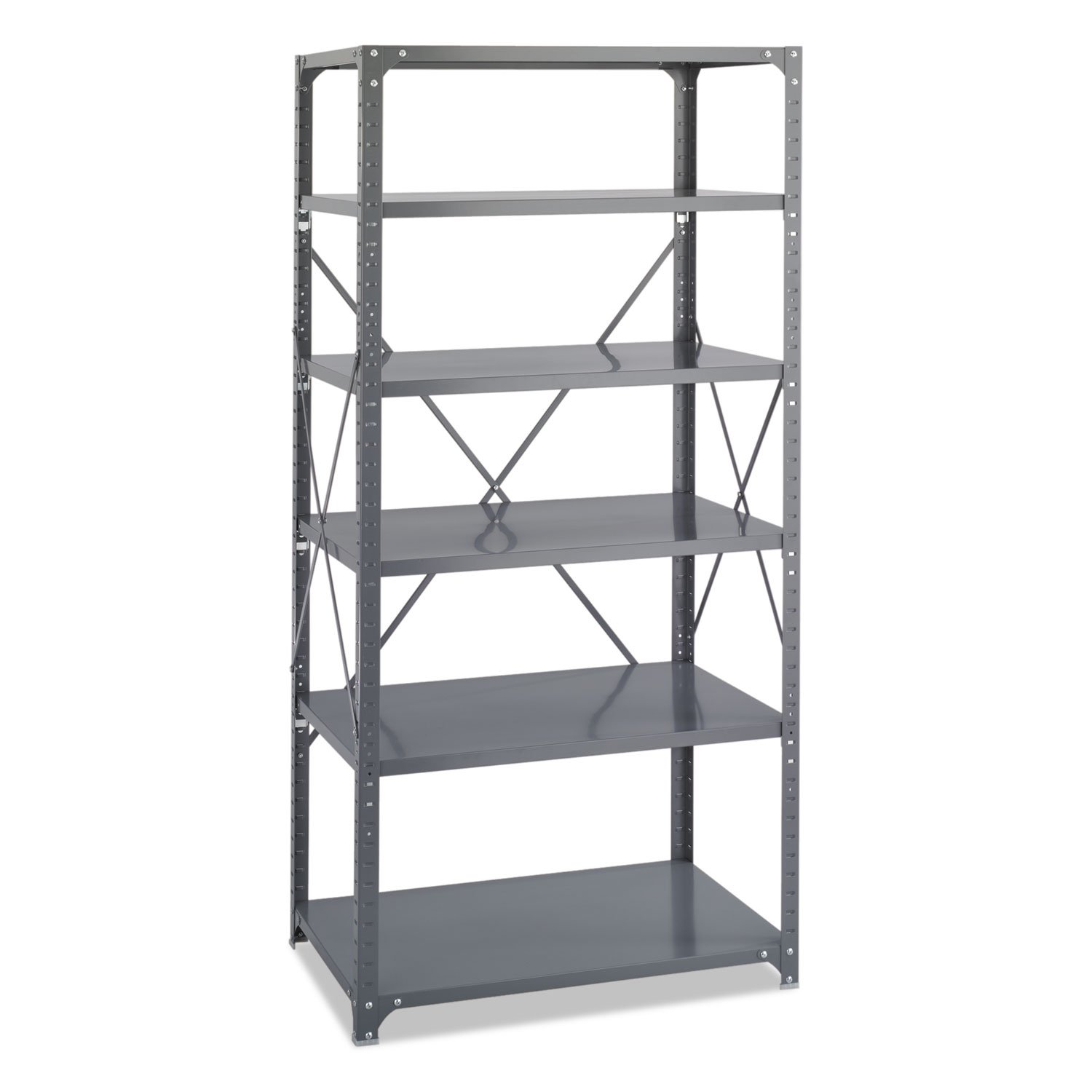 Safco 6270 Commercial Steel Shelving Unit, Six-Shelf, 36w x 24d x 75h, Dark Gray