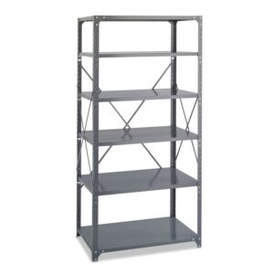 Safco 6270 Commercial Steel Shelving Unit, Six-Shelf, 36w x 24d x 75h, Dark Gray