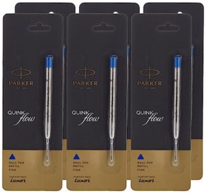 parker ball point pen refills, fine point, blue ink, pack of 6