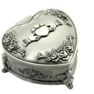 Claddagh Celtic Jewelry Box Heart-Shaped Pewter Made in Ireland