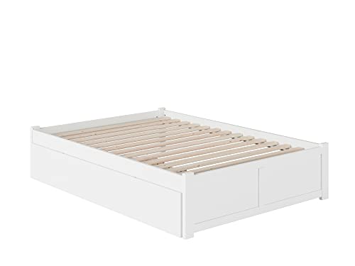 Atlantic Furniture AR8032012 Concord Platform Bed with Twin Size Urban Trundle, Full, White