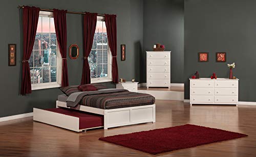 Atlantic Furniture AR8032012 Concord Platform Bed with Twin Size Urban Trundle, Full, White