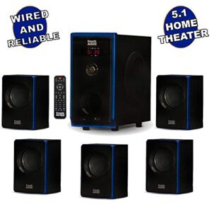 Acoustic Audio AA5102 Bluetooth Powered 5.1 Speaker System Home Theater Surround, Black (AA5102)