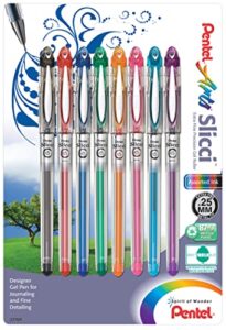 pentel slicci gel pens .25mm 8/pkg-assorted colors, 1 pack of 8