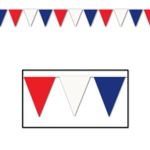 beistle red blue white outdoor pennant banner, 17 by 30-feet