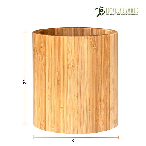 Totally Bamboo Oval Shaped Bamboo Kitchen Utensil Holder, 6" x 4" x 7"