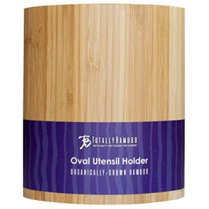 Totally Bamboo Oval Shaped Bamboo Kitchen Utensil Holder, 6" x 4" x 7"