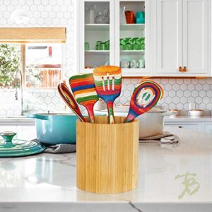 Totally Bamboo Oval Shaped Bamboo Kitchen Utensil Holder, 6" x 4" x 7"