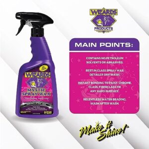 Wizards Spray Mystic Wax - Slick Finish Detailer and Glass Cleaner For Car Detailing Kit - Durable Spray Wax and Ceramic Boost - Repels Water and Protects With No Residue - 22 oz - Made in USA