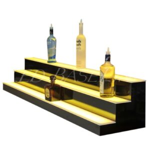 led baseline lighted bottle display 3 step bar shelf 96"