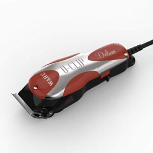 WAHL Professional Animal Deluxe U-Clip Pet, Dog, & Cat Clipper & Grooming Kit (9484-300), Red and Chrome