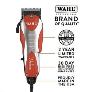 WAHL Professional Animal Deluxe U-Clip Pet, Dog, & Cat Clipper & Grooming Kit (9484-300), Red and Chrome