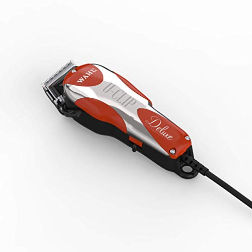 WAHL Professional Animal Deluxe U-Clip Pet, Dog, & Cat Clipper & Grooming Kit (9484-300), Red and Chrome