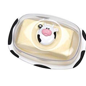 Joie Kitchen Gadgets 43344 Moomoo Butter Dish, White/Black, 17.8 x 10.2 x 12.7 cm