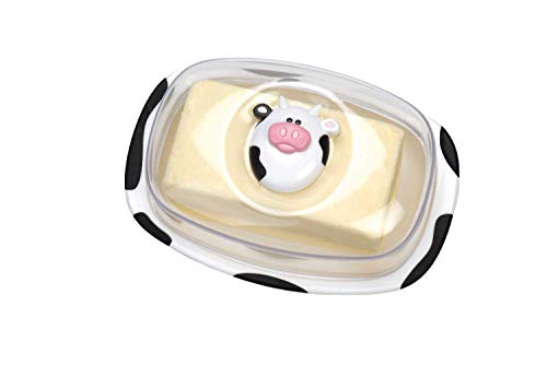 Joie Kitchen Gadgets 43344 Moomoo Butter Dish, White/Black, 17.8 x 10.2 x 12.7 cm