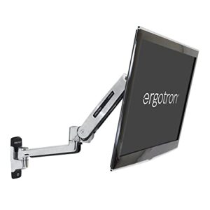 ergotron – lx sit-stand single monitor arm, vesa wall mount – for monitors up to 42 inches, 7 to 25 lbs – polished aluminum