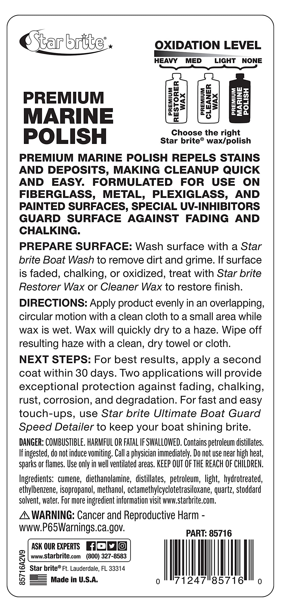 Star Brite Premium Marine Polish w/PTEF 32oz Fiberglass Metal Paint 85732