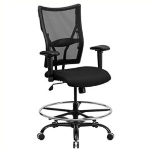 flash furniture hercules series big & tall 400 lb. rated black mesh ergonomic drafting chair with adjustable arms