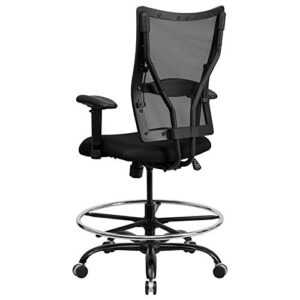 Flash Furniture HERCULES Series Big & Tall 400 lb. Rated Black Mesh Ergonomic Drafting Chair with Adjustable Arms