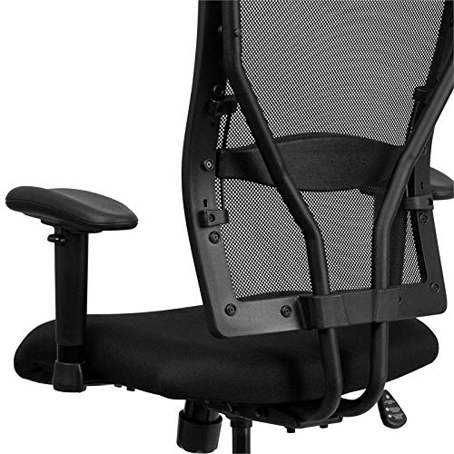 Flash Furniture HERCULES Series Big & Tall 400 lb. Rated Black Mesh Ergonomic Drafting Chair with Adjustable Arms