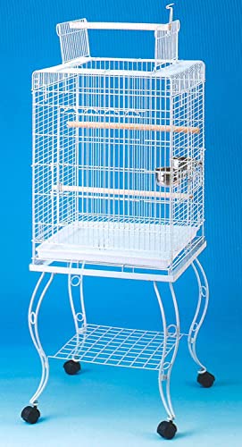 Large 57-Inch Open Square Plays Top Parrot Lovebird Cockatiel Cockatiels Parakeets Cage with Removable Rolling Stand