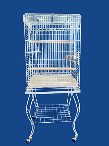 Large 57-Inch Open Square Plays Top Parrot Lovebird Cockatiel Cockatiels Parakeets Cage with Removable Rolling Stand