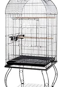 Large Open Dome Style Parrot Bird Cage with 5/8-Inch Bar Spacing for Quaker Cockatiel Indian Ring Neck Sun Parakeet Green Cheek Conures Lovebirds Budgies Canary Finch Parrotlet Portable Bird Cage