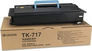 kyocera 1t02gr0us0 model tk-717 black toner kit for use with kyocera km-3050, km-4050, km-5050, taskalfa 420i and 520i a3 monochrome multifunctional printers; up to 34000 pages yield at 5% coverage