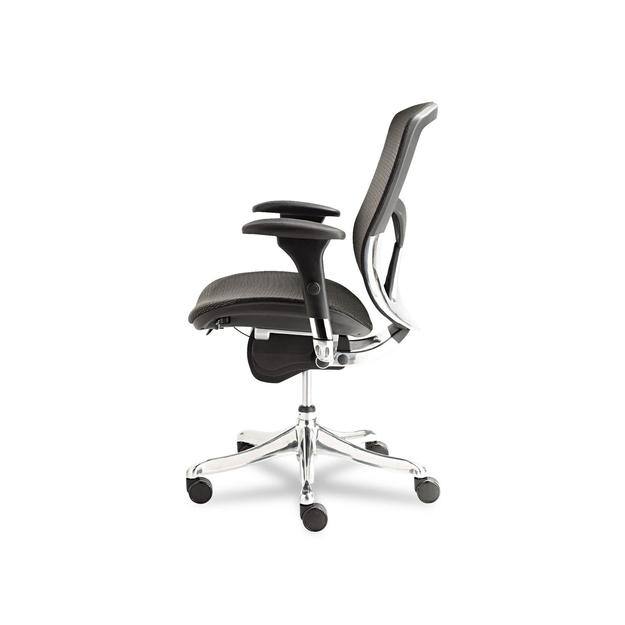 Alera ALEEQA42ME10A EQ Series Ergonomic Multifunction Mid-Back Mesh Chair with Aluminum Base - Black