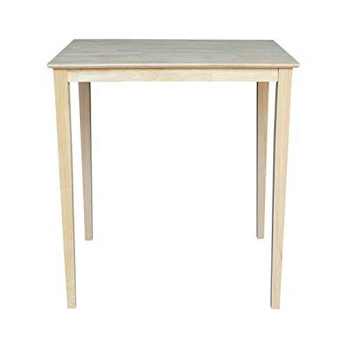 International Concepts Solid Wood Top Table with Shaker Legs, Bar Height
