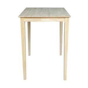 International Concepts Solid Wood Top Table with Shaker Legs, Bar Height