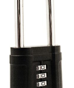 FJM Security SX-874 4-Dial Long Shackle Combination Padlock With Black Finish