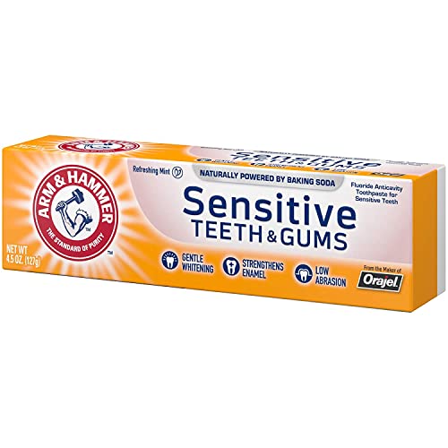 Arm & Hammer Sensitive Toothpaste, Anticavity Fluoride, Whitening, Fresh Mint 4.5 Oz (Pack of 3)