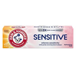 arm & hammer sensitive toothpaste, anticavity fluoride, whitening, fresh mint 4.5 oz (pack of 3)
