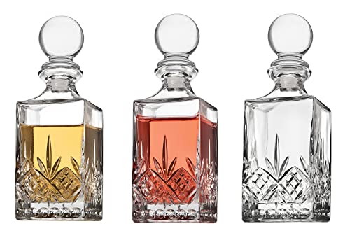 Godinger Mini Whiskey Decanter Barware Set - Dublin Crystal Collection for Liquor Whisky Vodka or Wine - 10oz, set of 3