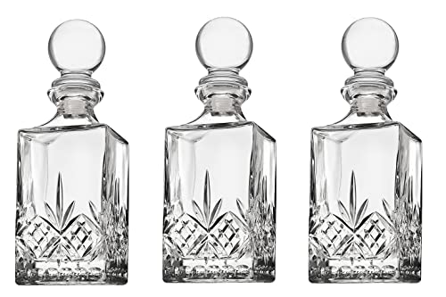 Godinger Mini Whiskey Decanter Barware Set - Dublin Crystal Collection for Liquor Whisky Vodka or Wine - 10oz, set of 3