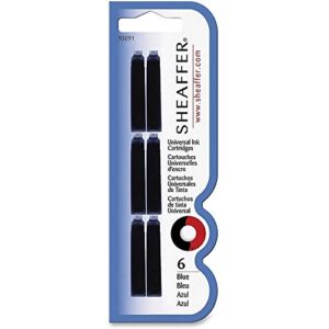 sheaffer skrip fountain pen universal ink cartridge - blue vfm (6pk euro fit)