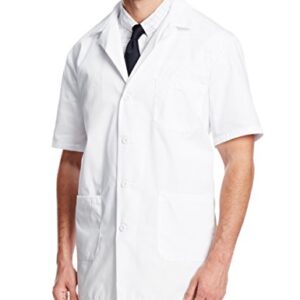 Worklon 3409 Polyester/Cotton Unisex Short Sleeve Pharmacy Lab Coat with Button Closure, Large, White