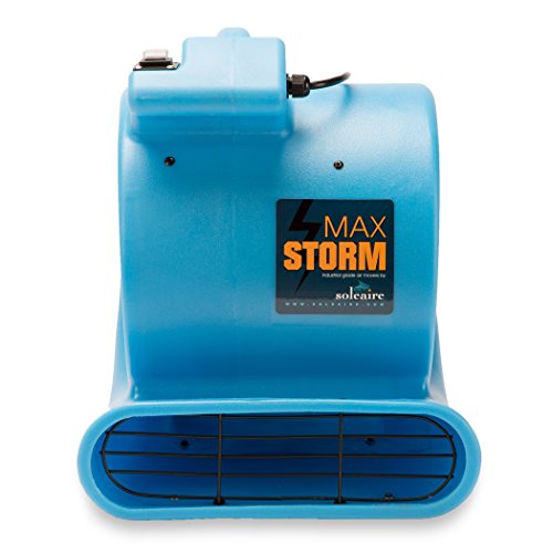 Soleaire Max Storm 1/2 HP Durable Lightweight Air Mover Carpet Dryer Blower Floor Fan for Pro Janitorial Cleaner, Blue, 1 Pack