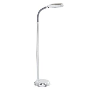 lavish home (72-1242s) 5 feet sunlight floor lamp with adjustable gooseneck - silver