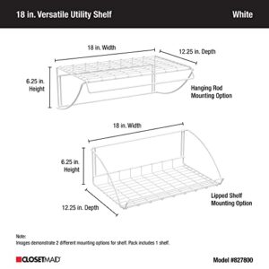 ClosetMaid 8278 18-Inch Wide Laundry Utility Hanger Shelf , White