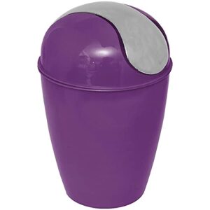 evideco 6518170 round bath floor trash can waste bin 4.5-liters-1.2-gal-purple, 8.27" w x 13.39" h