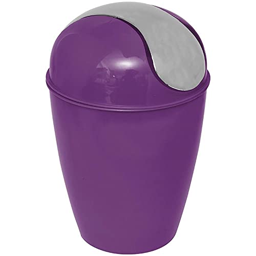 Evideco 6518170 Round Bath Floor Trash Can Waste Bin 4.5-liters-1.2-gal-Purple, 8.27" W x 13.39" H