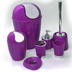 Evideco 6518170 Round Bath Floor Trash Can Waste Bin 4.5-liters-1.2-gal-Purple, 8.27" W x 13.39" H
